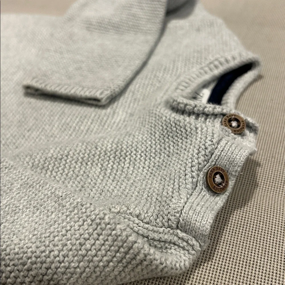 Zara Baby Cotton Knit Light Gray Sweater